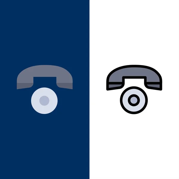 Telefone, chamada, ícones de telefone. Conjunto de ícones preenchido plano e linha Vec —  Vetores de Stock