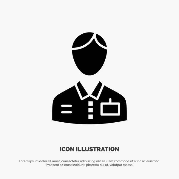 Bellboy, Bellhop, Portero, Hotel, Servicio Icono de Glifo Negro Sólido — Vector de stock