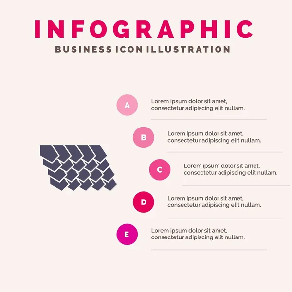 Roof, Tile, Top, Construction Solid Icon Infographics 5 Steps Pr