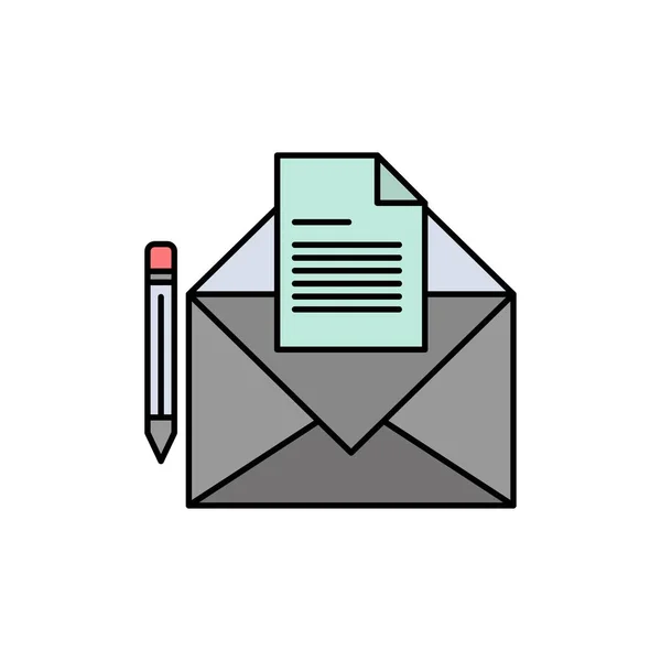 Post, Nachricht, Fax, Brief flache Farbe Symbol. Banner mit Vektorsymbol — Stockvektor