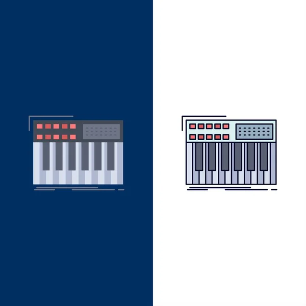 Synthé, clavier, midi, synthétiseur, synthétiseur Flat Color Icon — Image vectorielle