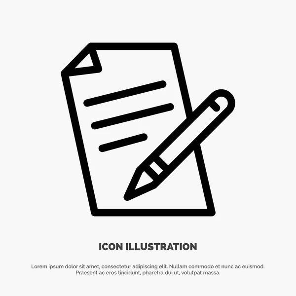 File, Education, Pen, Pencil Line Icon Vector — Stock Vector