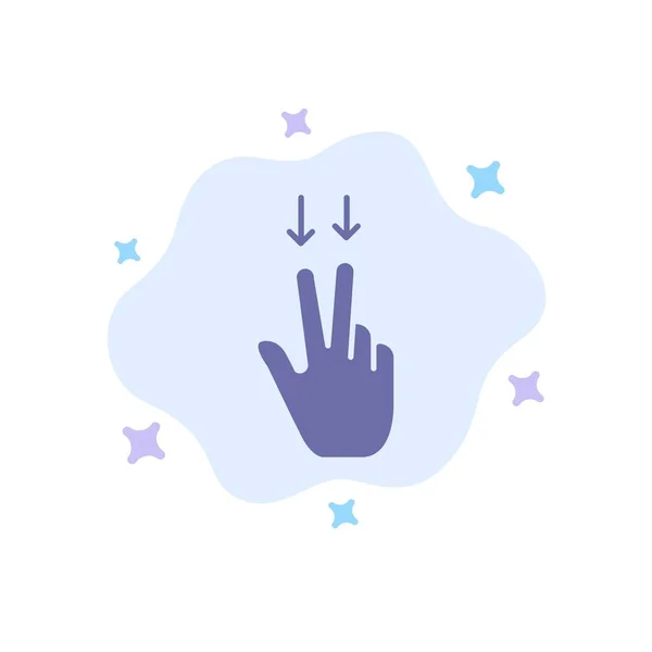 Δάχτυλα, χειρονομία,, κάτω μπλε εικονίδιο σε αφηρημένο σύννεφο φόντο — Διανυσματικό Αρχείο