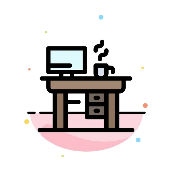 Job, Laptop, Office, Working Abstract Flat Color Icon Template - Stok Vektor