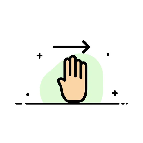 Dedo, cuatro, gesto, derecho negocio plana línea llena icono Vec — Vector de stock
