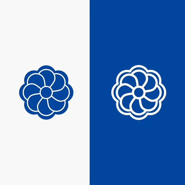 Ηλιοτρόπιο, λουλούδι, γραμμή και γλύφος συμπαγές εικονίδιο μπλε Banne — Διανυσματικό Αρχείο