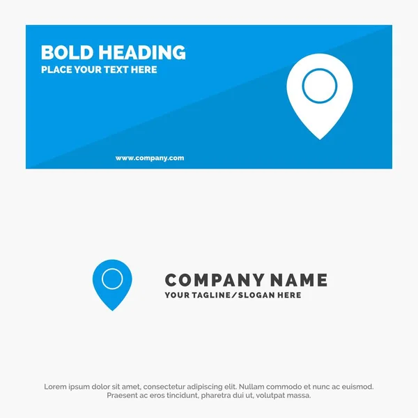 Twitter, Ubicación, Mapa SOlid Icon Website Banner and Business Lo — Vector de stock