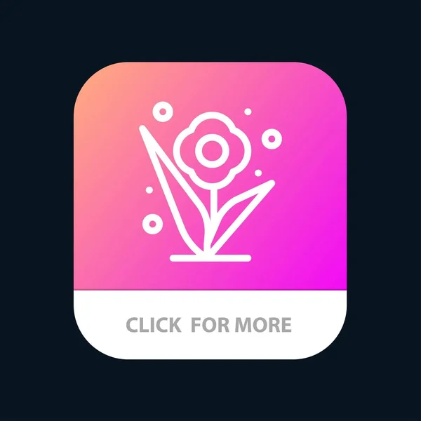 Fleur, Plante, Rose, Bouton d'application mobile de printemps. Android et IOS L — Image vectorielle