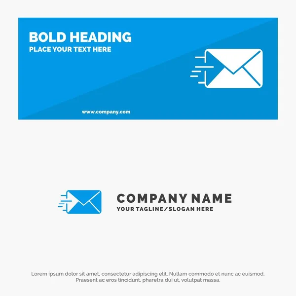 E-Mail, Post, Nachricht solides Symbol Website Banner und Firmenlogo — Stockvektor