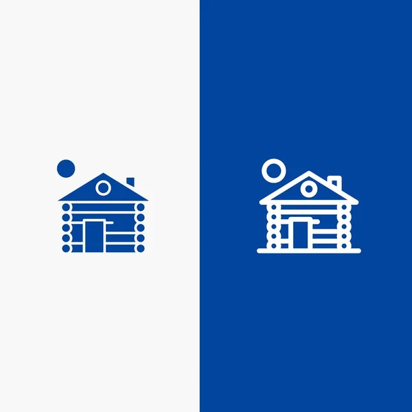 Hotel, Gebäude, Service, Home Line und Glyph Solid Symbol blau ba — Stockvektor