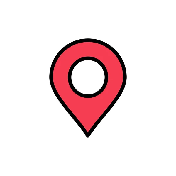 Карта, Location, Pin, World Flat Color Icon. Векторный значок T — стоковый вектор
