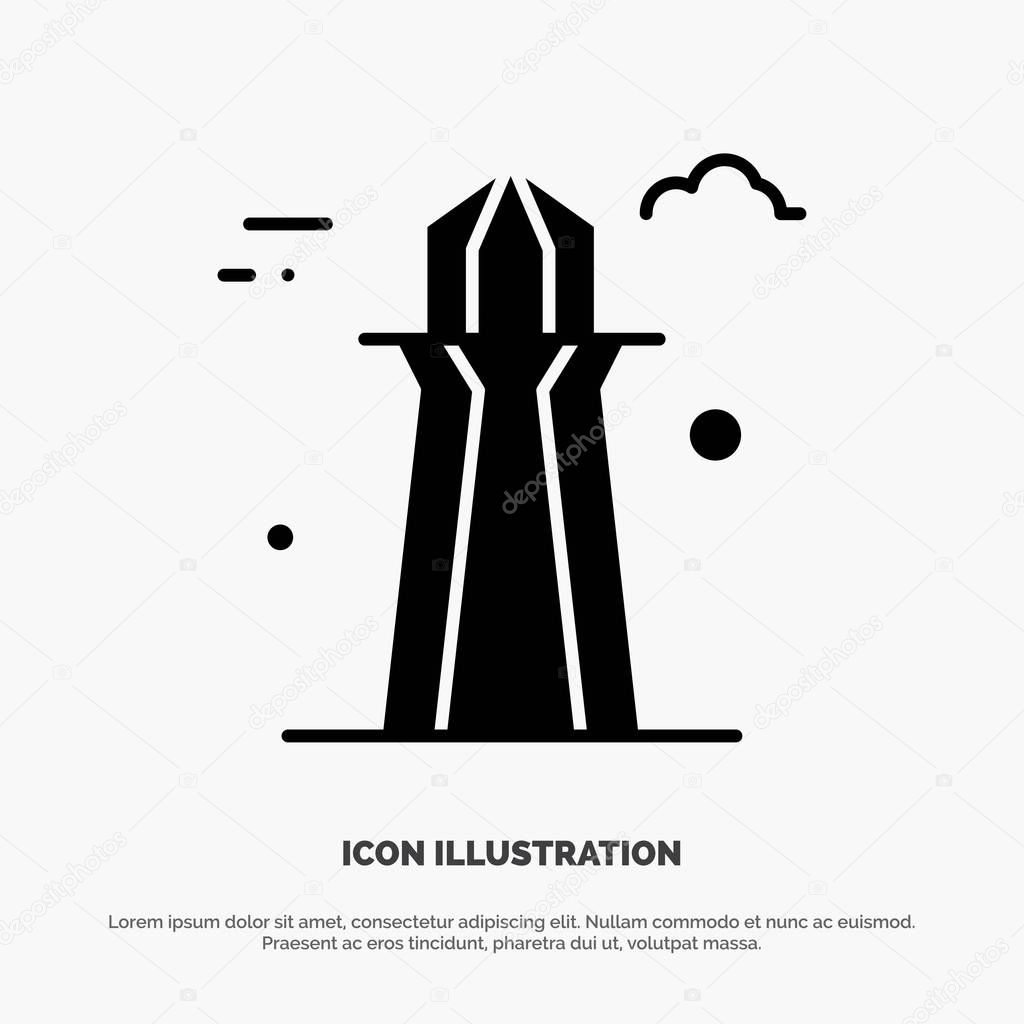 Canada, Co Tower, Canada Tower, Building solid Glyph Icon vector