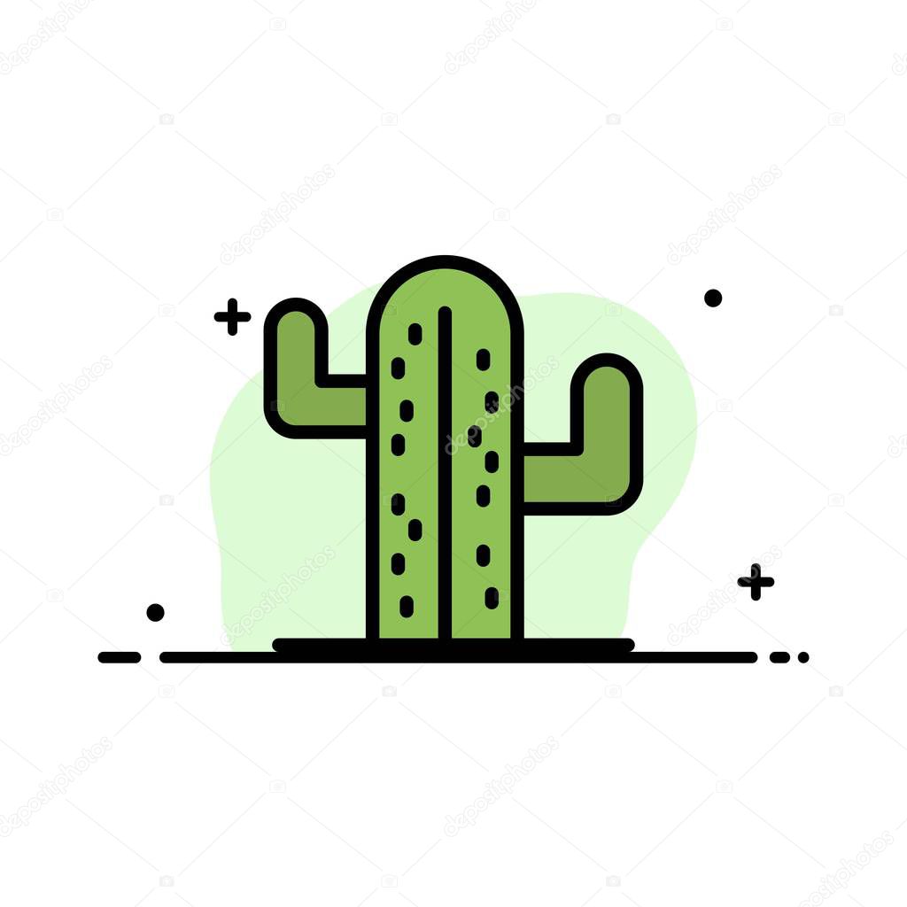 Cactus, Usa, Plant, American  Business Flat Line Filled Icon Vec