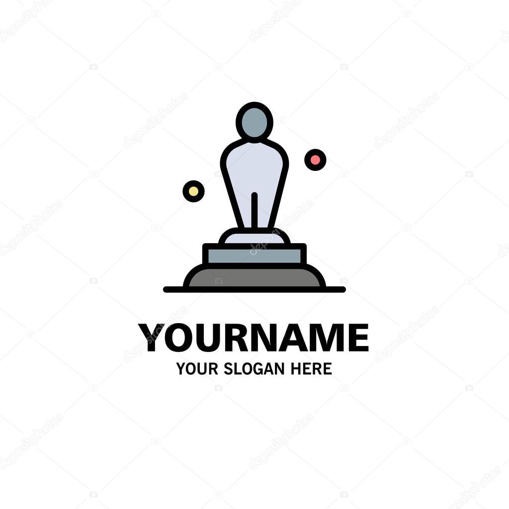 Academy, Award, Oscar, Statue, Trophy Business Logo Template. Fl