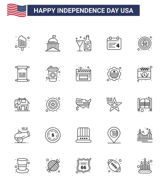 Line Pack Usa Independence Day Symbols American Day Irish Calender — Stock Vector