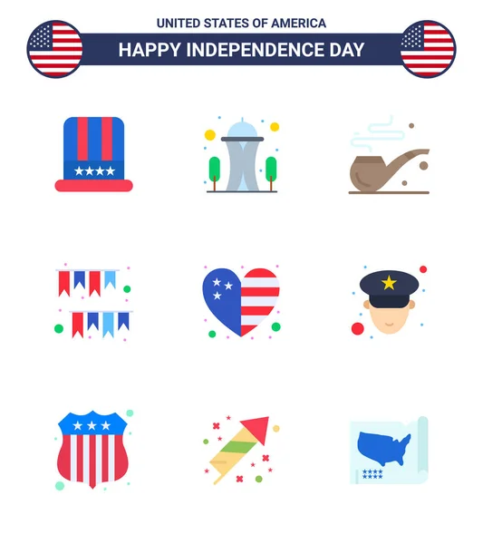 Creative Usa Icons Modern Independence Signs Luglio Simboli Paese Partito — Vettoriale Stock