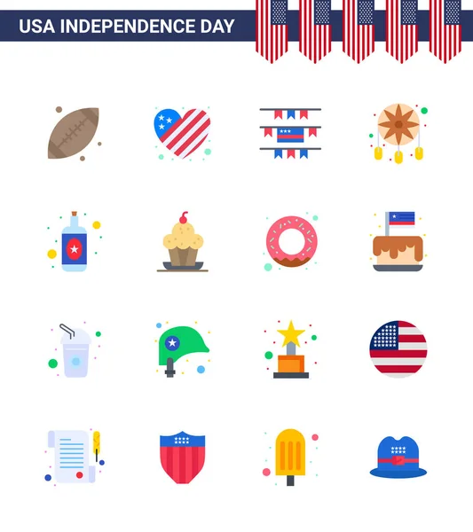 Big Pack Usa Happy Independence Day Usa Vector Flats Editable — Stock Vector