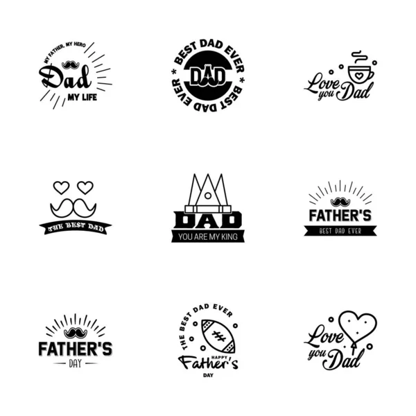 Gelukkige Vaderdag Wenskaart Black Happy Fathers Dagkaart Retro Type Lettertype — Stockvector