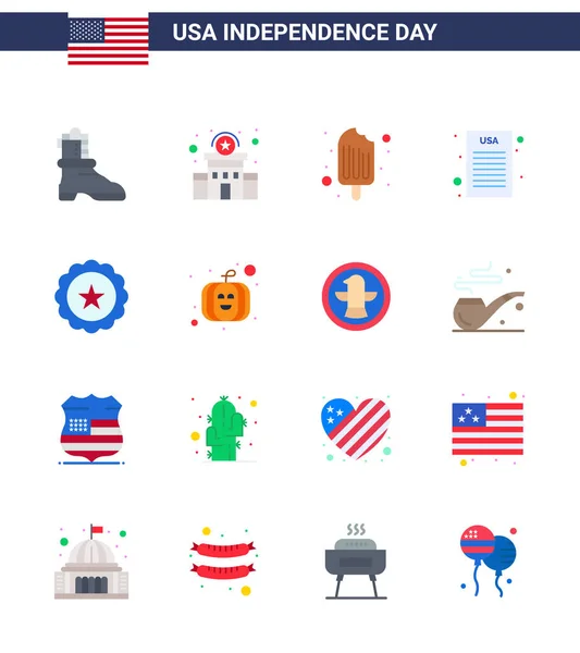 Set Pisos Modernos Pack Usa Independence Day Bebida Crema Vidrio — Vector de stock