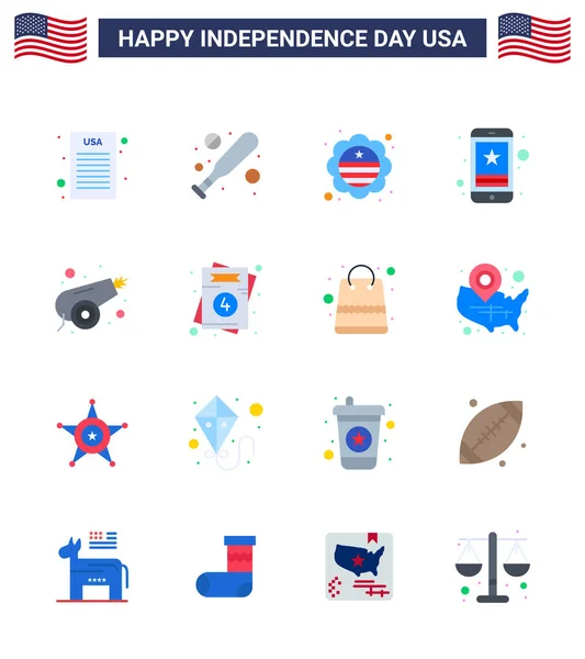 Ensemble Icônes Usa Day Symboles Américains Signes Fête Indépendance Pour — Image vectorielle