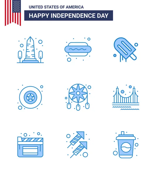 Big Pack Usa Happy Independence Day Usa Vector Blues Editable — Stock Vector