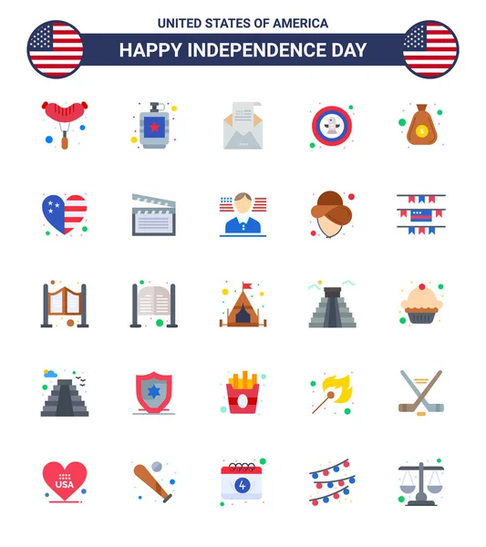 Big Pack Usa Happy Independence Day Usa Appartamenti Vettoriali Simboli — Vettoriale Stock