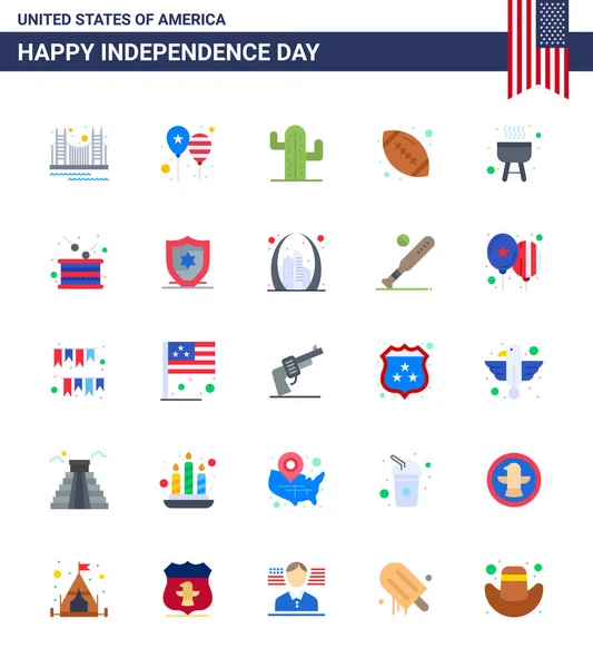 Conjunto Vector Flats Dia Julho Dia Independência Dos Eua Como — Vetor de Stock