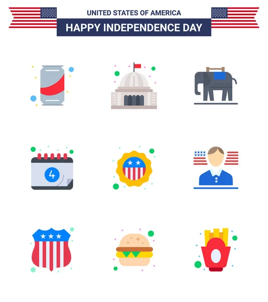 Flat Signs Usa Independence Day Security Day White Date American — Stockový vektor