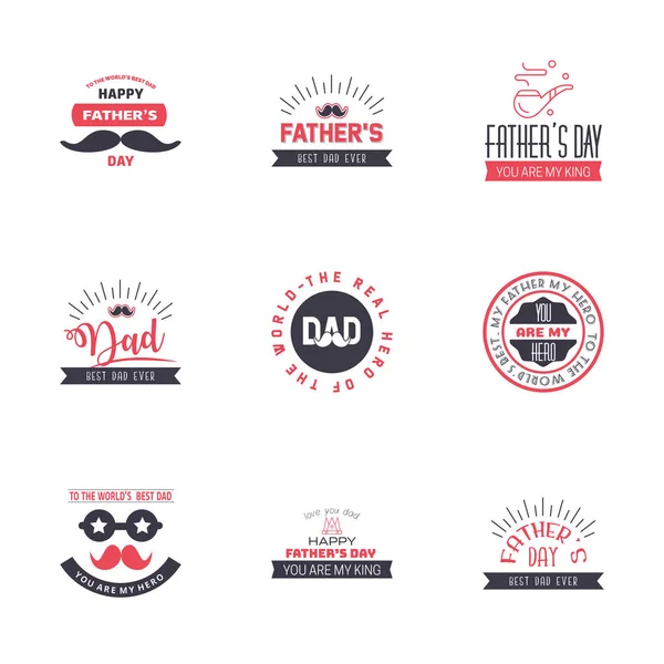 Happy Fathers Day Black Pink Vintage Retro Type Font Illustrator — Stock Vector