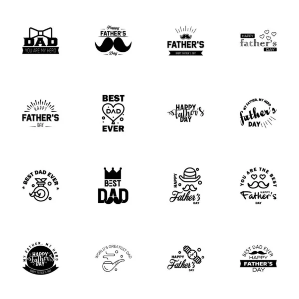 父亲节快乐贺卡 Black Happy Fathers Day Card Vintage Retro Type Font — 图库矢量图片