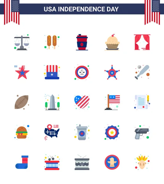 Set Pisos Modernos Pack Usa Independence Day Ocio Acción Gracias — Vector de stock