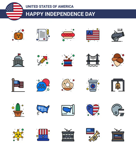 Usa Day Icons American Symbols Independence Day Signs City Howitzer — 스톡 벡터