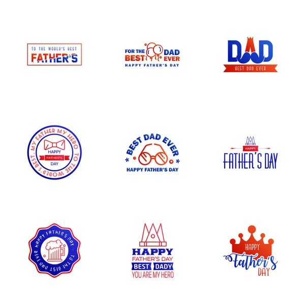 Happy Fathers Day Appreciation Vector Text Banner Sfondo Blu Rosso — Vettoriale Stock