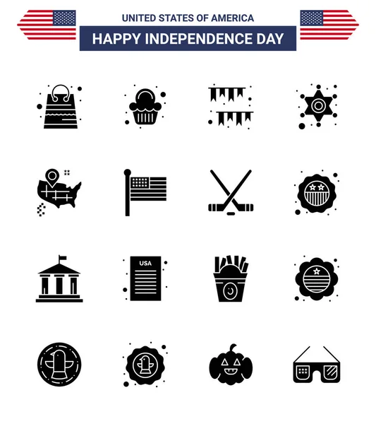 독립기념일에 솔리드 리프의 미국의 Editable Usa Day Vector Design Elements — 스톡 벡터