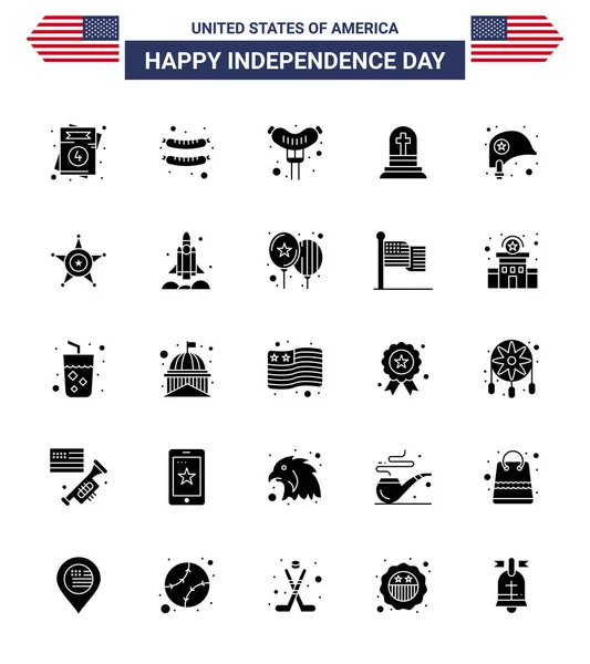 Usa Solid Glyph Pack Independence Day Signs Symbols Star Men — 스톡 벡터