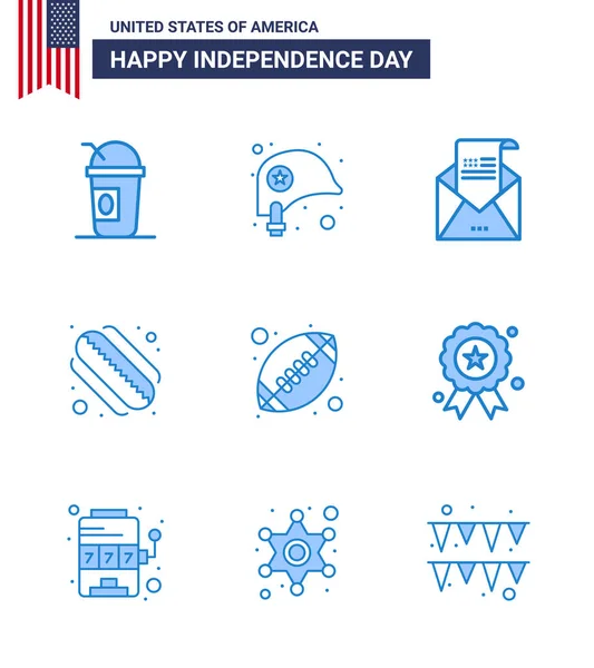 Usa Day Simple Blues Lugabi States Email Hotdog Mail Editable — ストックベクタ