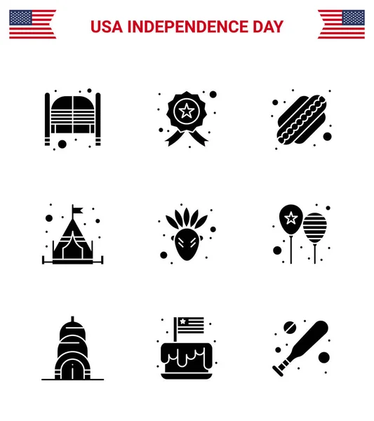 Solide Glyph Schilder Für Den Unabhängigkeitstag Der Usa Danksagung Amerikanisch — Stockvektor