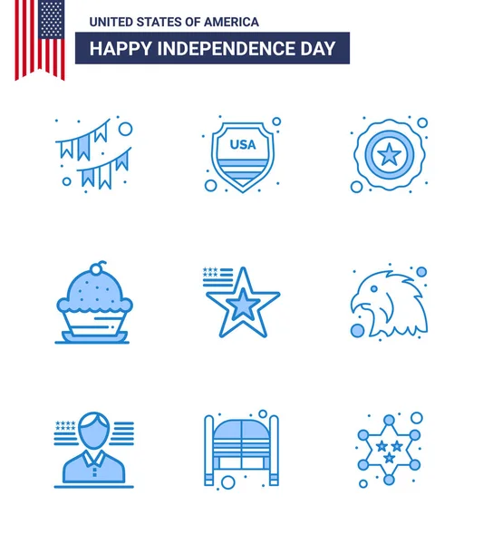 Usa Blue Pack Independence Day Zeichen Und Symbole Von Stern — Stockvektor