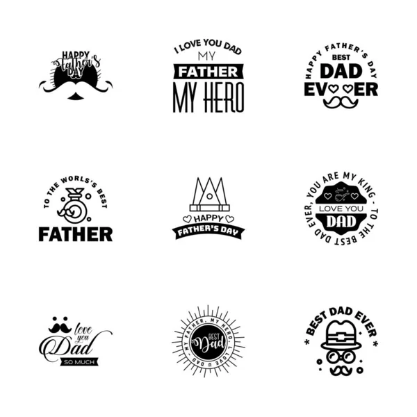 Happy Fathers Day Kalligraphie Grußkarte Black Typography Collection Vektorillustration Editierbare — Stockvektor