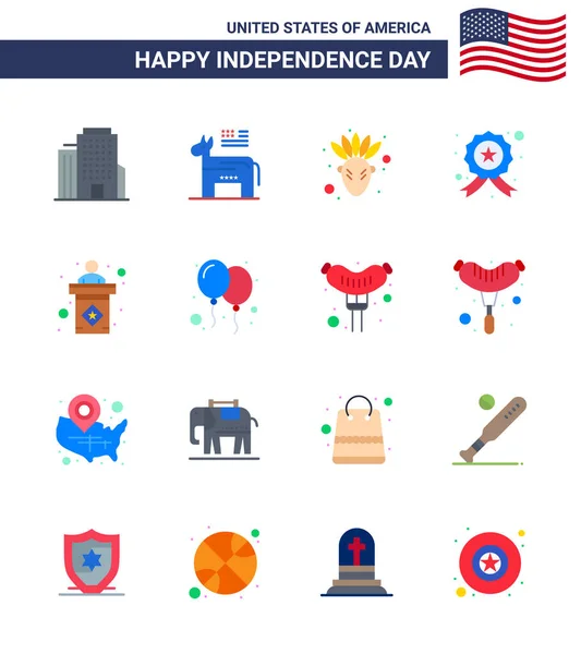 Pack Von Kreativen Usa Independence Day Verwandte Flats Sign Wahl — Stockvektor