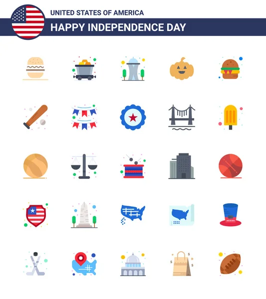 Ιουλίου Ηπα Happy Independence Day Icon Σύμβολα Group Modern Flats — Διανυσματικό Αρχείο