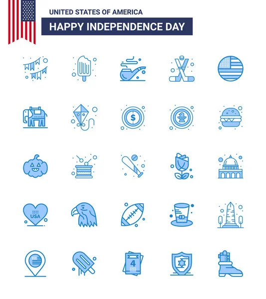 Blue Signs Usa Independence Day Américain Américain Crème Glacée Sport — Image vectorielle