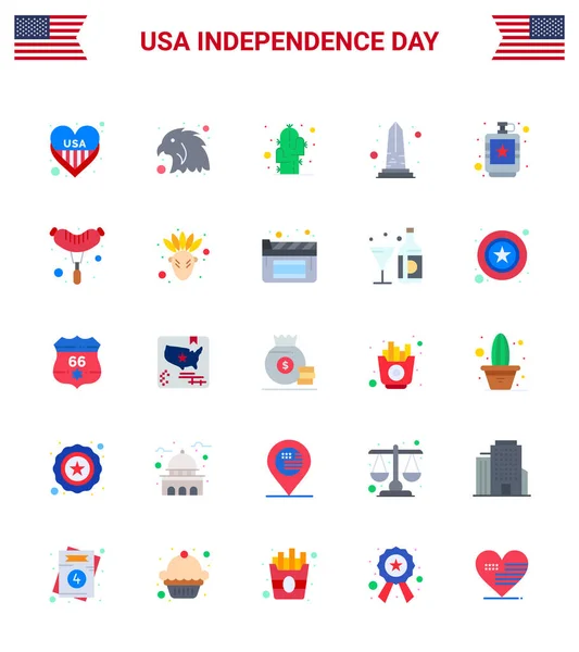 Lipca Usa Happy Independence Day Icon Symbole Grupa Modern Flats — Wektor stockowy