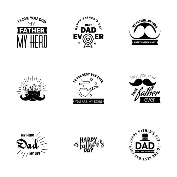 Happy Fathers Day Black Vintage Retro Type Font Illustrator Eps10 — Stock Vector