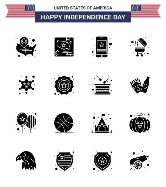 Creative Usa Icons Modern Independence Signs 4Th July Symbols Badge — Stock Vector
