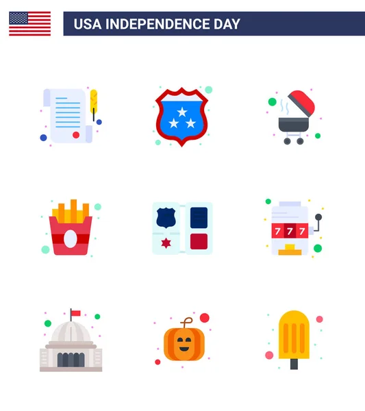 Usa Flat Pack Independence Day Jelek Szimbólumok Kaszinó Amerikai Bbq — Stock Vector