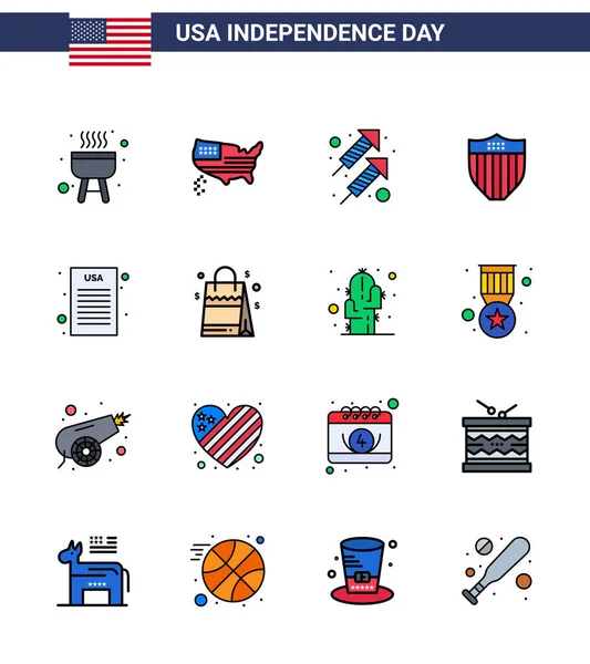 Stock Vector Icon Pack American Day Line Signos Símbolos Para — Vector de stock