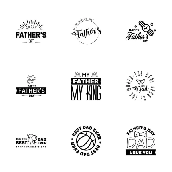 Black Happy Fathers Day Design Collection Ensemble Douze Couleurs Marron — Image vectorielle