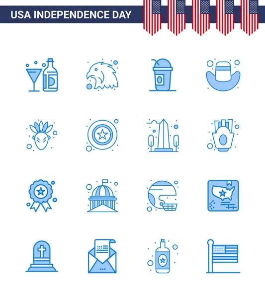 Packung Mit Kreativen Usa Independence Day Bezogenen Blues Thanksgiving American — Stockvektor