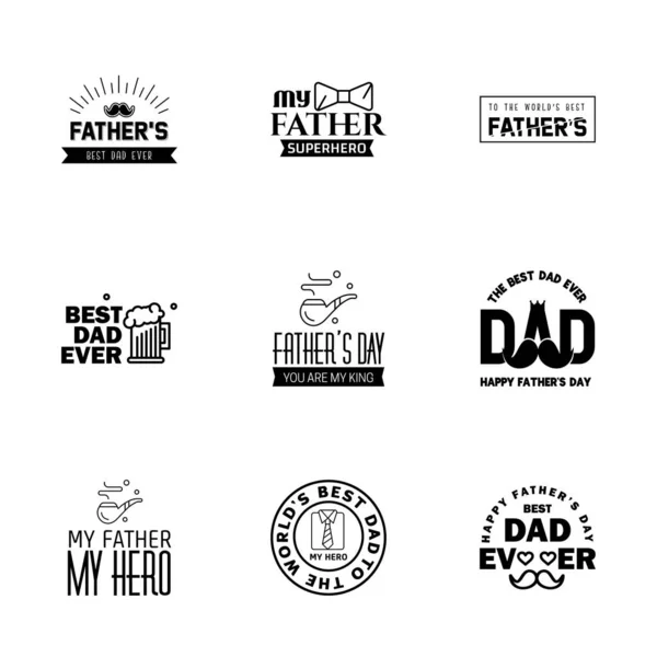 Happy Fathers Day Appreciation Vector Text Banner Black Background Posters — Stock Vector